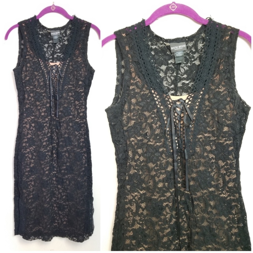 BISOU BISOU Black Lace Midi Cocktail Dress - Picture 3 of 6